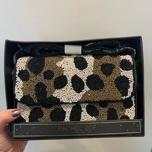 Rachel Zoe Beaded Leopard Shoulder Bag. NWT